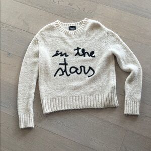 Zara - Knit Cream Sweater with Black Script. Made in turkey.